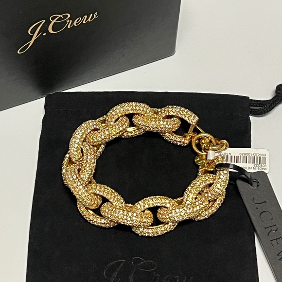 J.CREW Classic Pave Crystal Link Bracelet Gold tone NWT - Picture 2 of 5